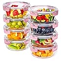 Sorbus 16pc Glass Meal Prep Containers Set - 8 Round 32oz Containers with Airtight Lids - Freezer, Dishwasher, Oven Safe - Reusable Food Storage…