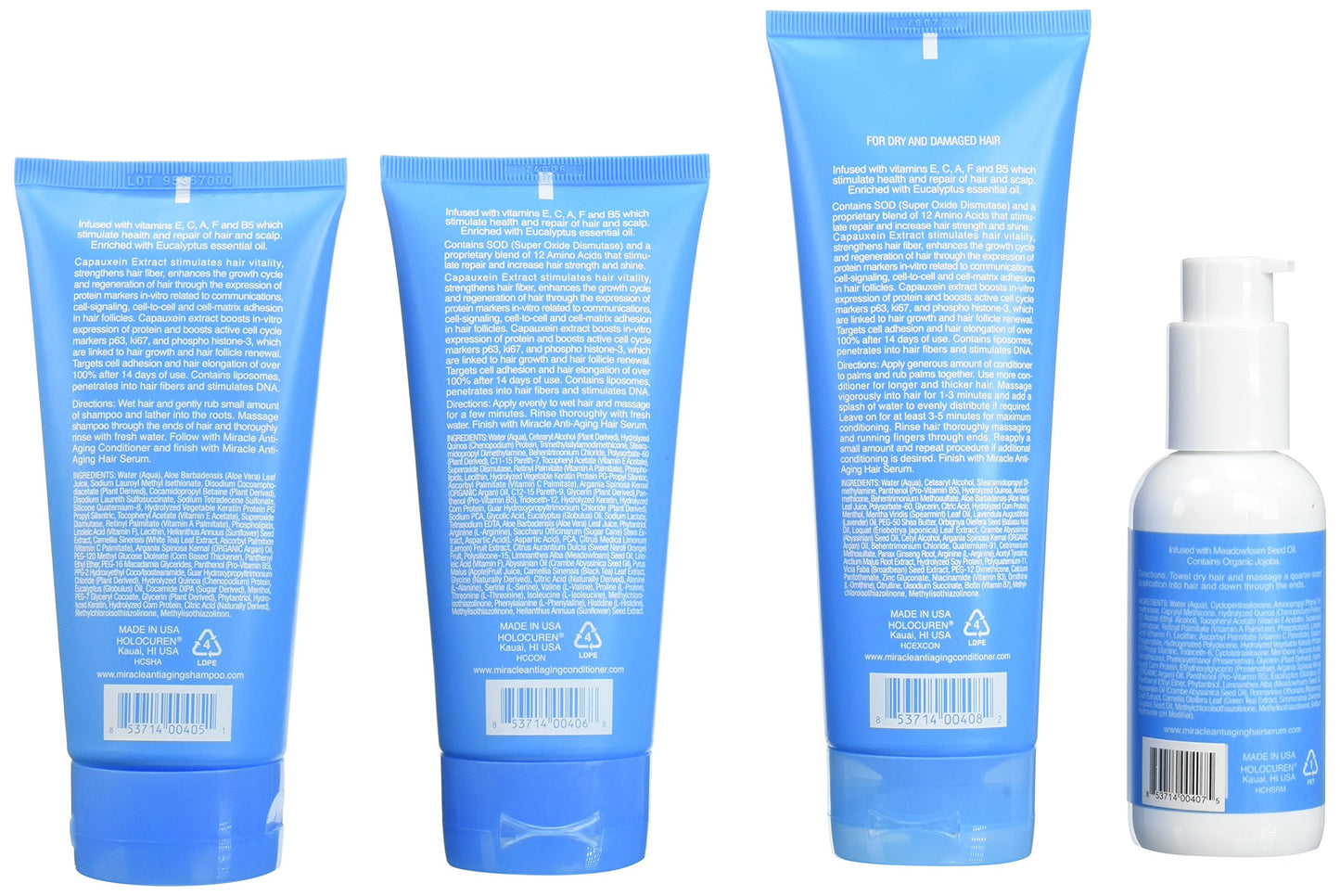 Miracle Anti-Aging Shampoo, Conditioners & Hair Serum; FOUR Pack