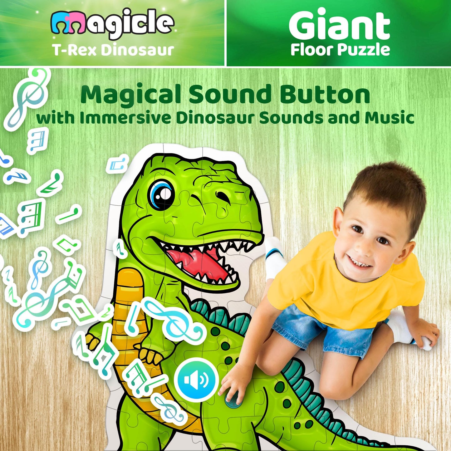 Dinosaur Giant Floor Puzzle with Sounds – 35-Piece Extra Thick Puzzle Toy for Kids Ages 3–8, Educational Dinosaur Toy & Gift