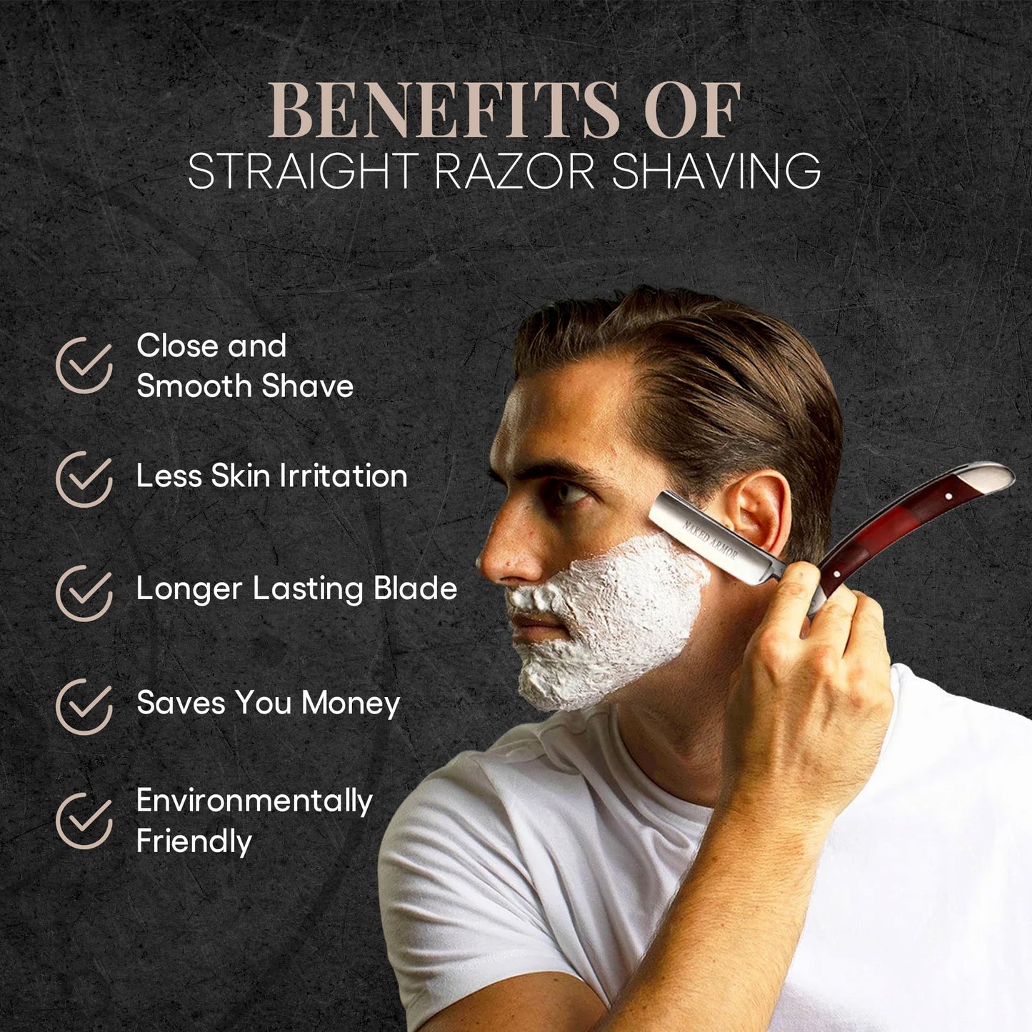 Naked Armor Gaheris Straight Razor - Shave Ready 7/8" Round Nose Japanese Steel Straight Razors for Men with Mahogany Scale, Case Included, Close Beauty and Personal Care Naked Armor