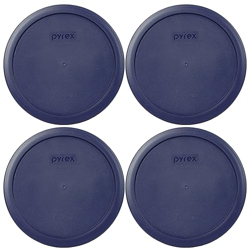 Pyrex 7402-PC 6/7 Cup Blue Food Storage Replacement Lid (4-Pack) - Made in the USA