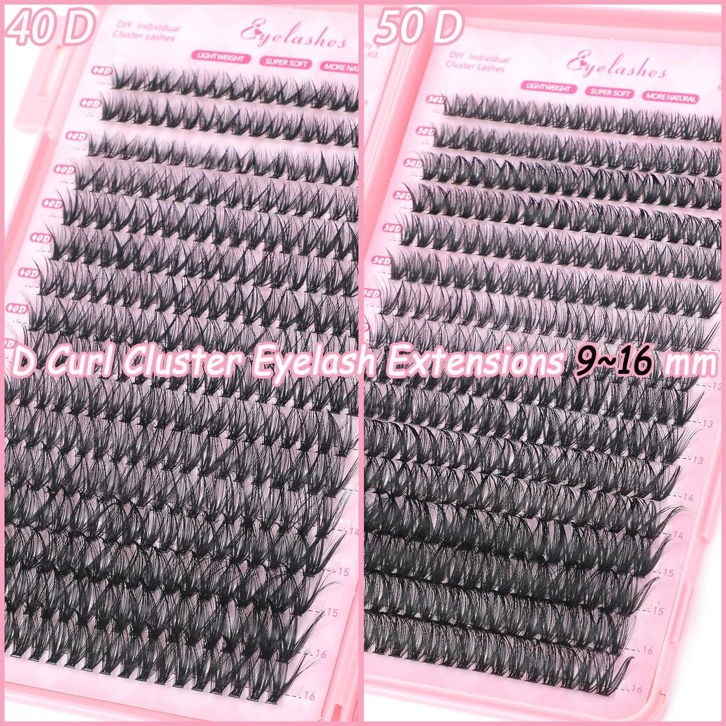 Manga Lash Clusters, 640 Pcs Eyelashes Clusters Extensions 9-16mm Individual Lashes D Curl Fluffy Wispy False Eyelashes Thin Band (40D&50D) Beauty and Personal Care OLLAVO