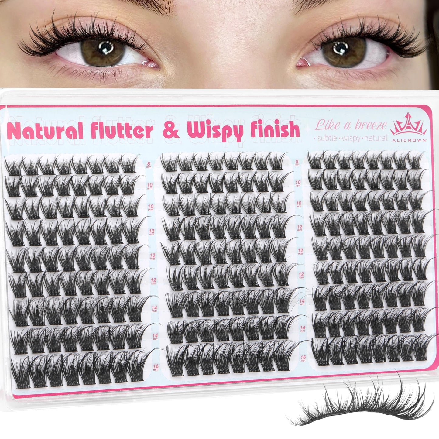Lash Clusters Natural Eyelash Clusters Wispy Lash Extensions C Curly Individual Lashes with Clear Bands Short Eyelash Extensions 100Pcs 8mm-16mm Beauty and Personal Care ALICROWN HAIR Default Title