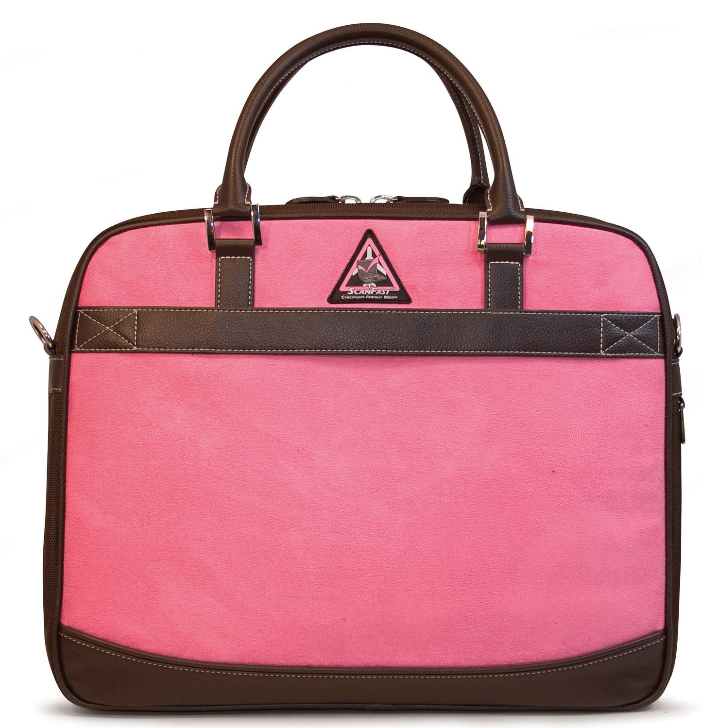 Mobile Edge Women's Laptop Briefcase Bag for 16" PC, Compatible with MacBook 17", Brown w/Pink, TSA-Friendly
