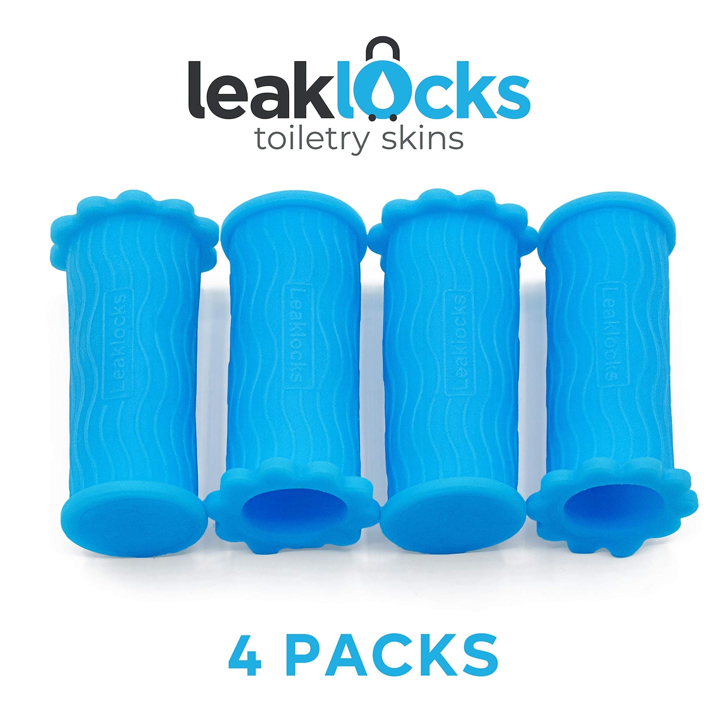 LeakLocks Toiletry Skins – Reusable Elastic Sleeves for Leak-Proofing Travel Containers, Fits Standard & Travel Size Toiletries in Luggage & Bags