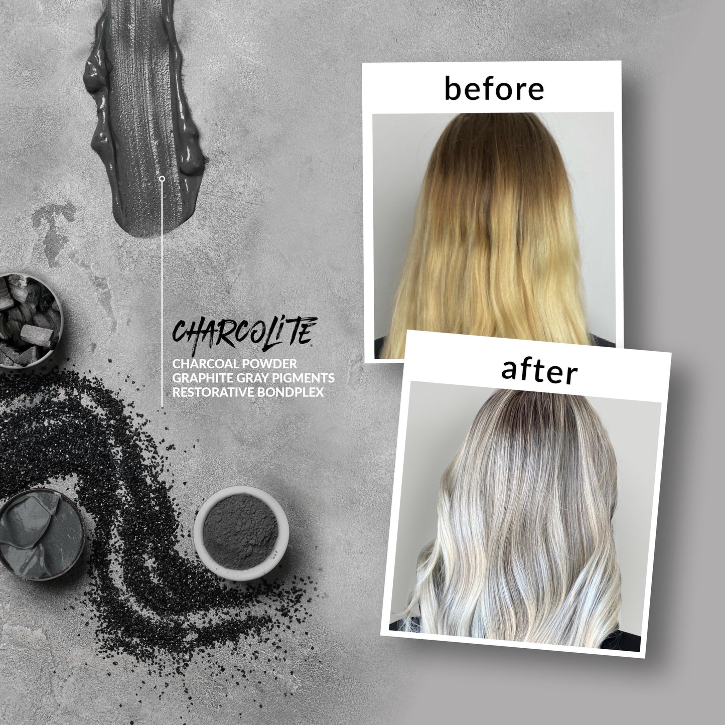 DIFIABA Charcolite Charcoal Bleach Hair Lightener Powder - Cool Toning Lightening Powder w/ Activated Charcoal & Restorative BondPlex - Lighten & Tone