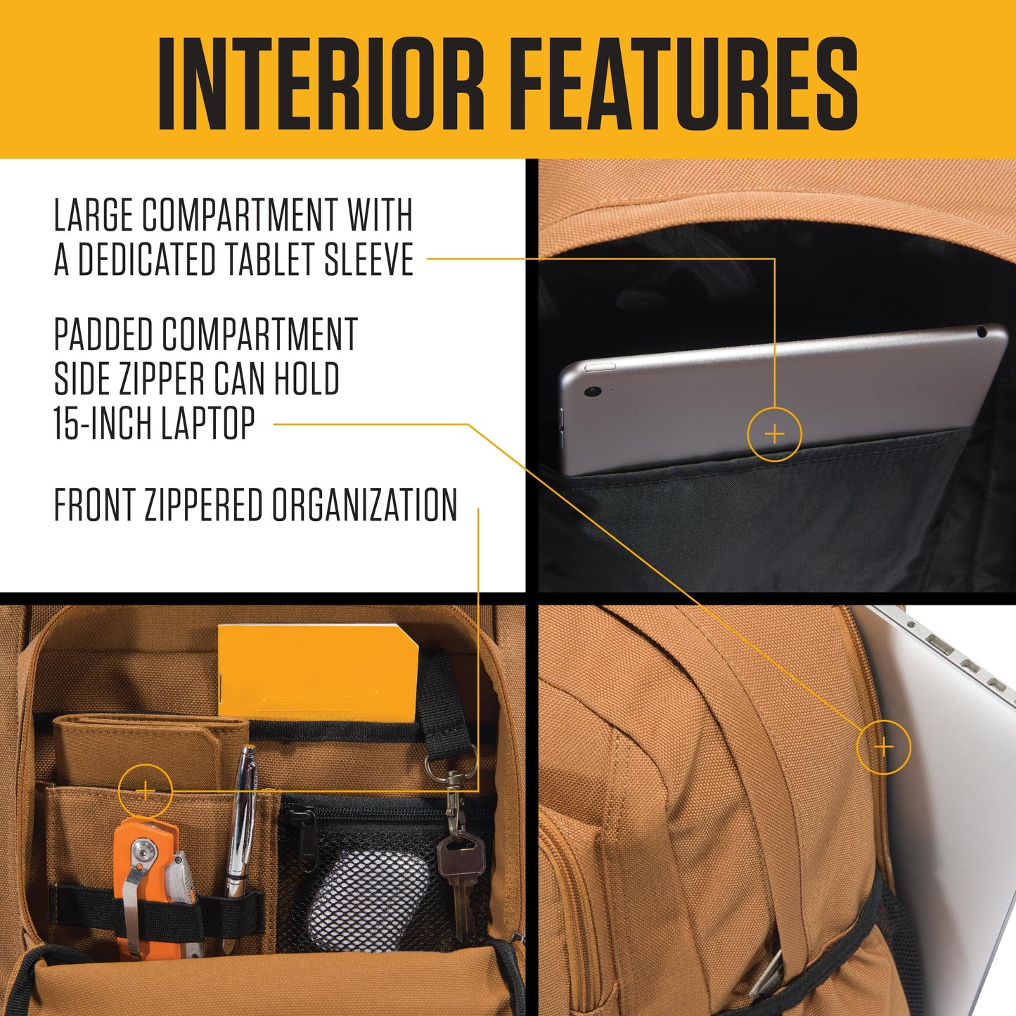 Carhartt 28L Dual-Compartment Backpack, Durable Pack with Laptop Sleeve and Duravax Abrasion Resistant Base, Navy