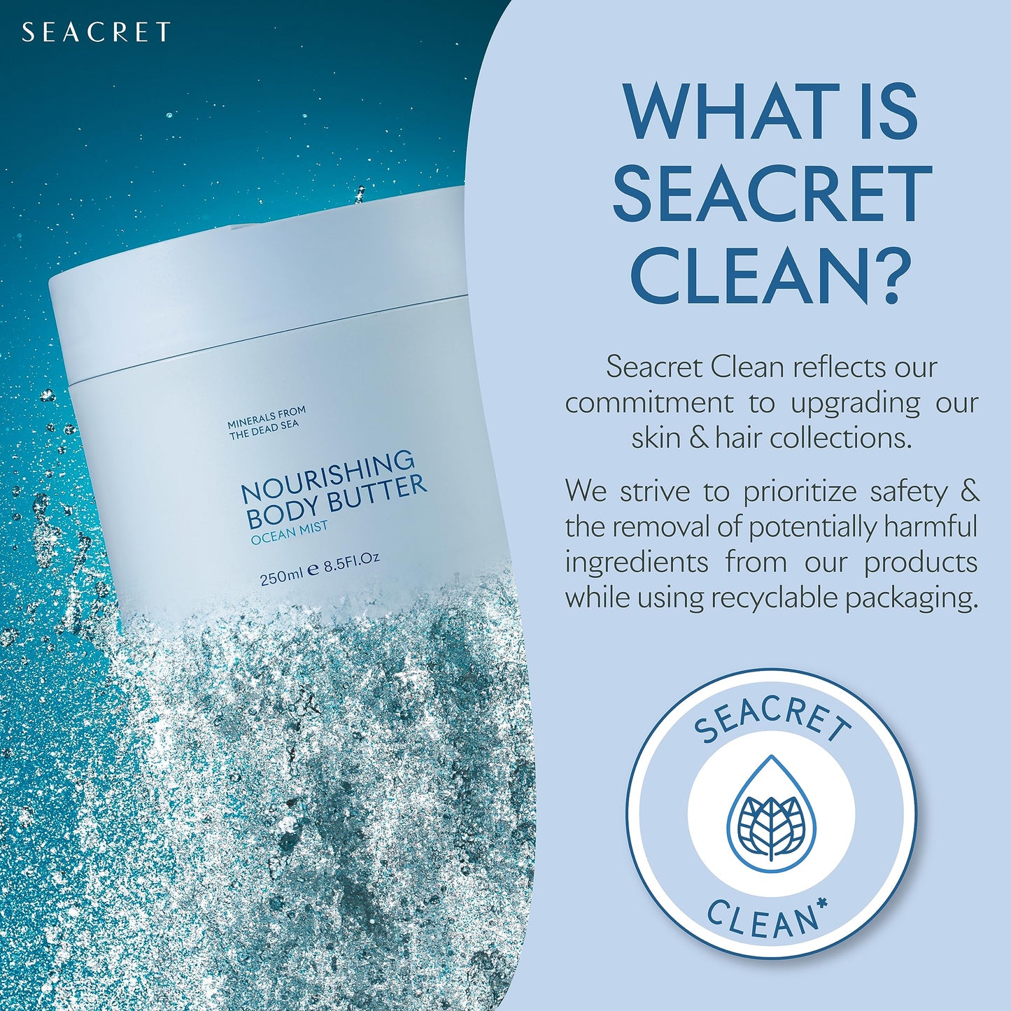 SEACRET OCEAN MIST BODY BUTTER: Hydrating Body Moisturizer Cream with Shea and Cocoa Butter, Vitamins E & C, and Dead Sea Minerals