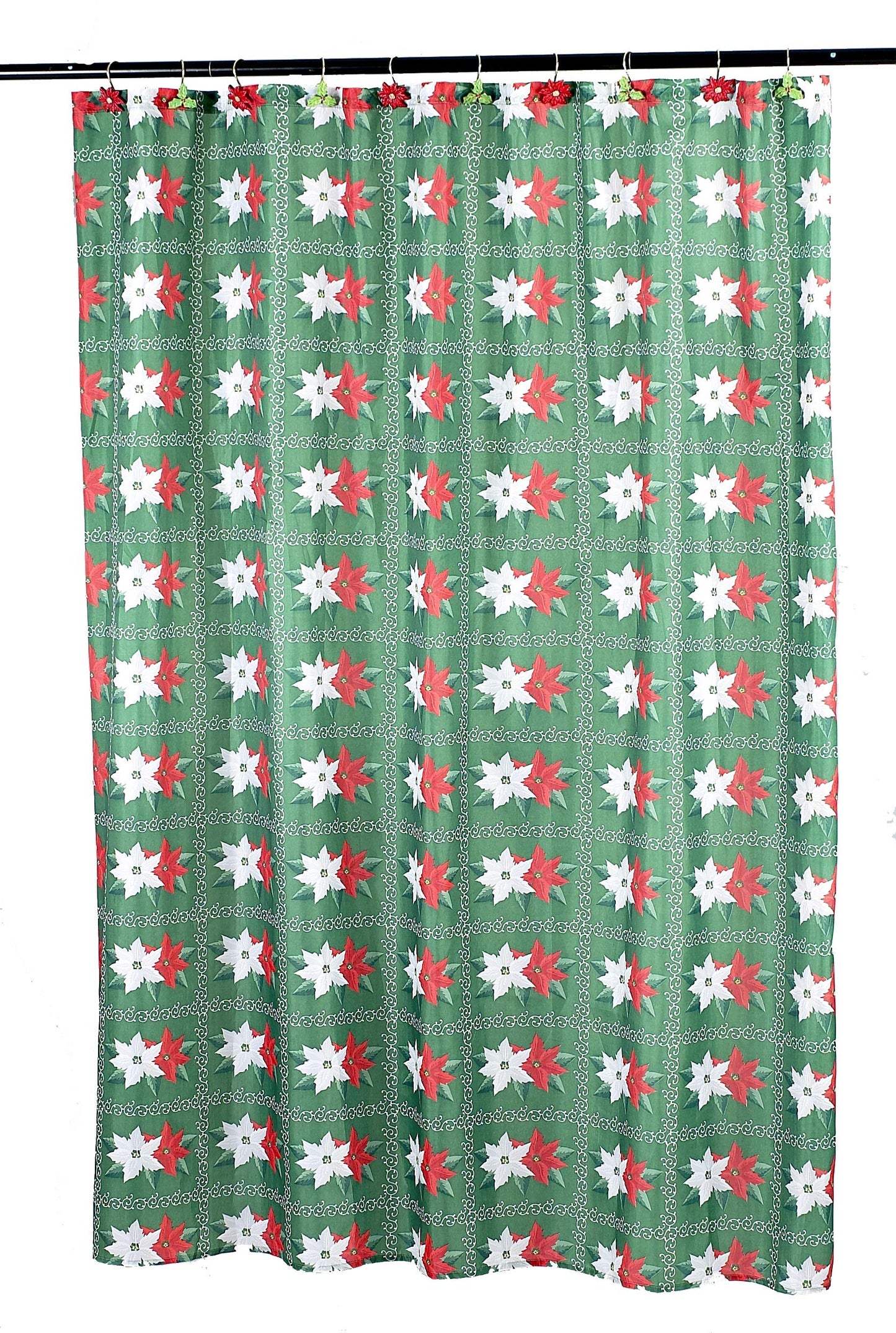 Carnation Home Fashions Poinsettia Fabric 70 by 72 Shower Curtain