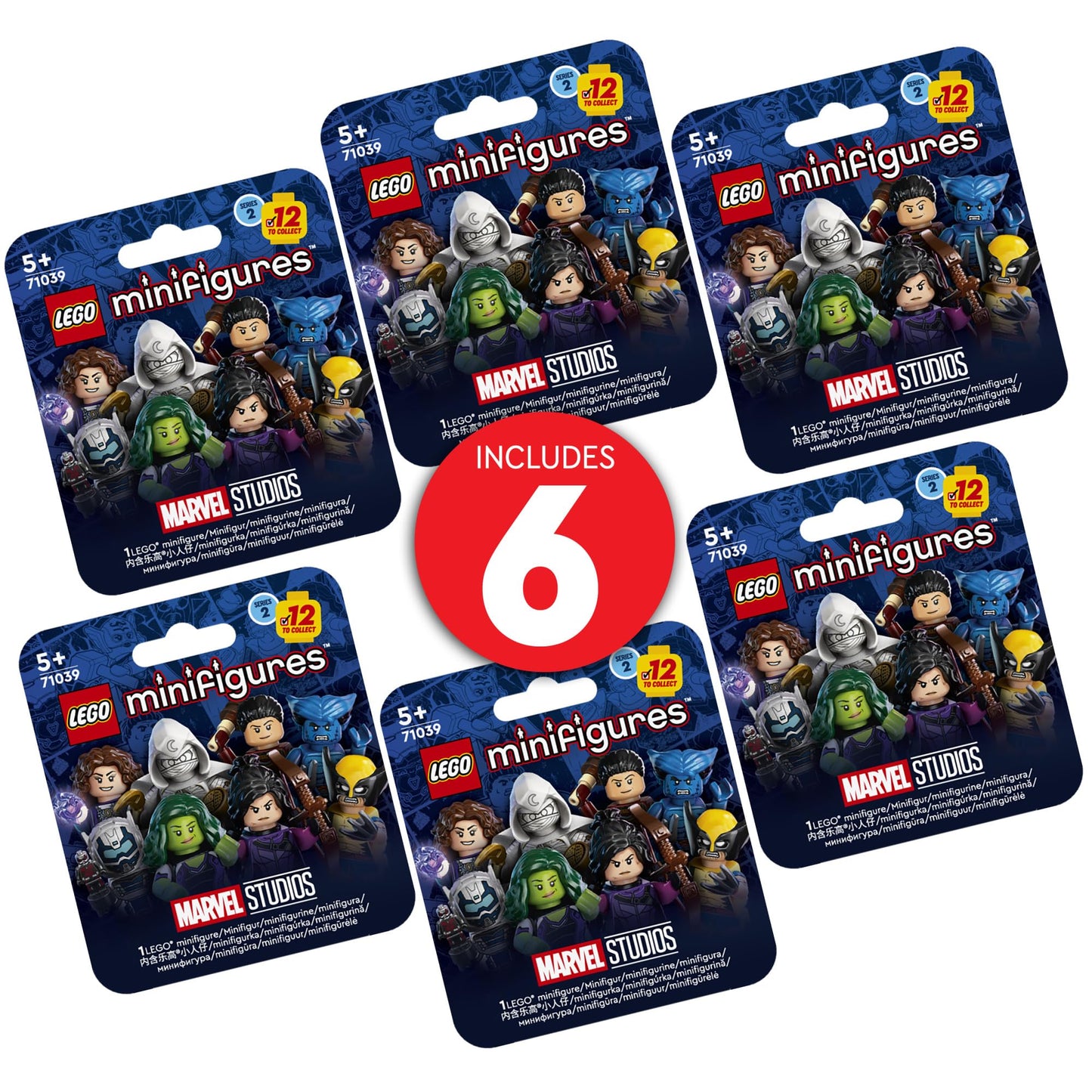 LEGO Minifigures Marvel Series 2 6 Pack 66735 – Mystery Blind Box Collectible Figures, Surprise Characters for Play or Display, Gift for Marvel Fans