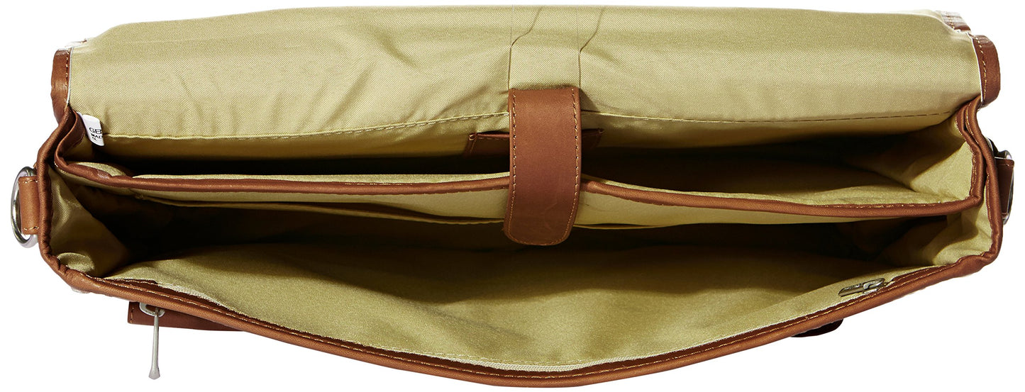 Piel Leather Double Loop Expandable Laptop Briefcase, Saddle, One Size