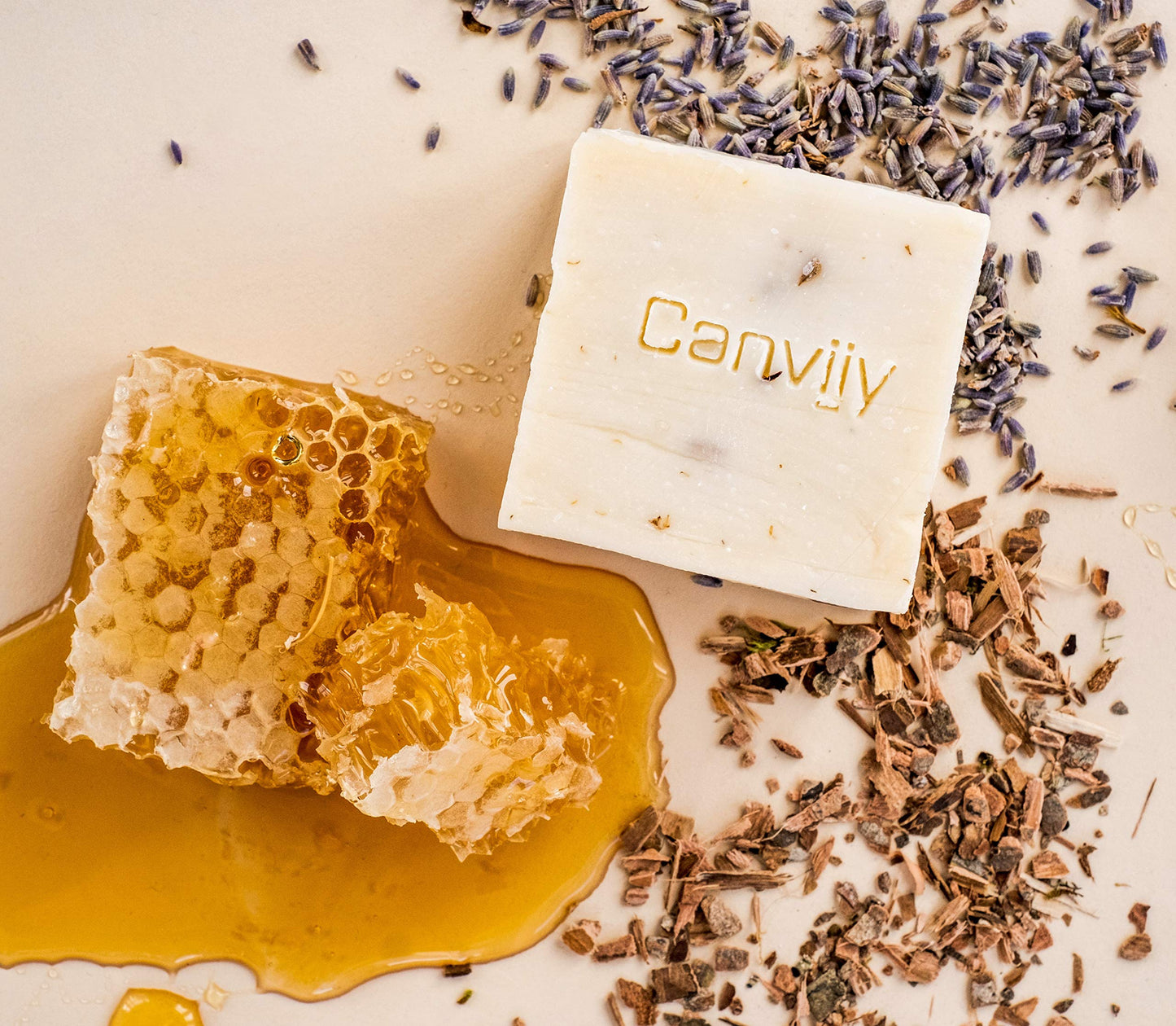 Canviiy 3-in-1 Purifying Nourish + Calm Natural Cleansing Bar, Infused with Calendula, Chamomile, Peppermint Oil, Witch Hazel and Lavender Petals