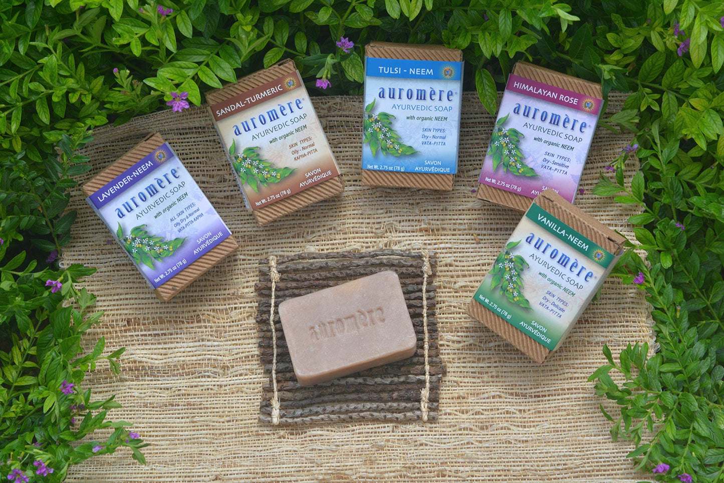 Auromere Ayurvedic Bar Soap, Tulsi Neem - Eco Friendly, Handmade, Vegan, Cruelty Free, Natural, Non GMO (2.75 oz), 2 pack