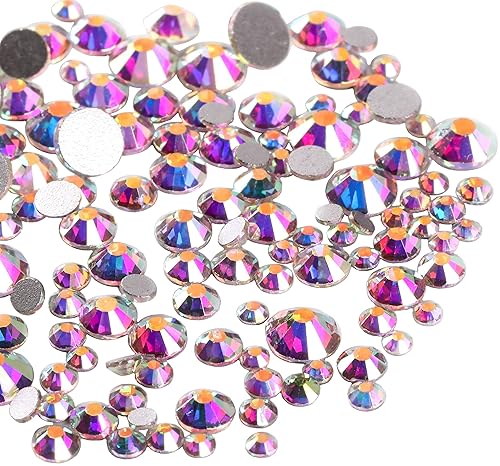 Jollin Bedazzling Kit - 3456pcs Glass Flatback Rhinestones for Nails Art & Crafting, Bulk Crystal AB Gems Stones in 6 Sizes (SS4-SS12), Non-Hotfix
