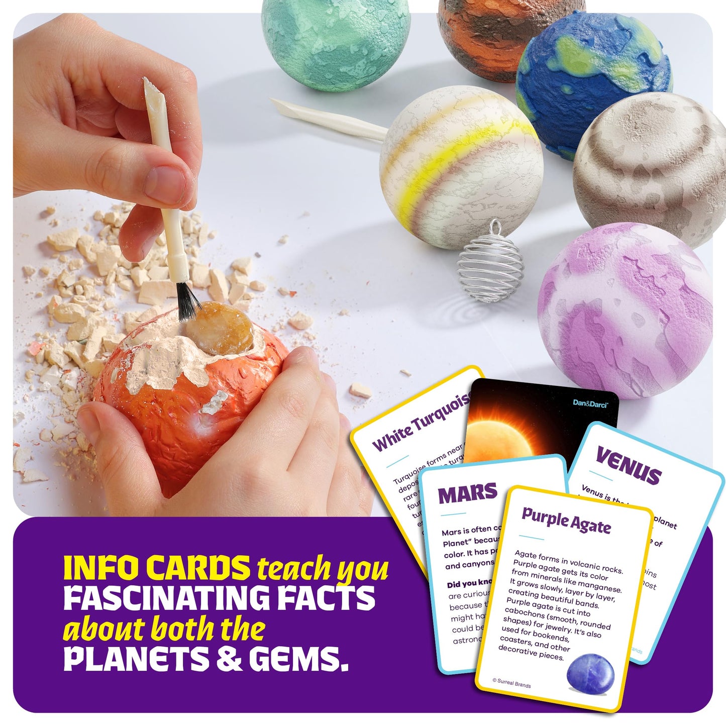 Dan&Darci Galaxy Gem Dig Kit – Space Science STEM Toy with Gemstones for Kids Ages 6-12, Fun Gift for Boys & Girls