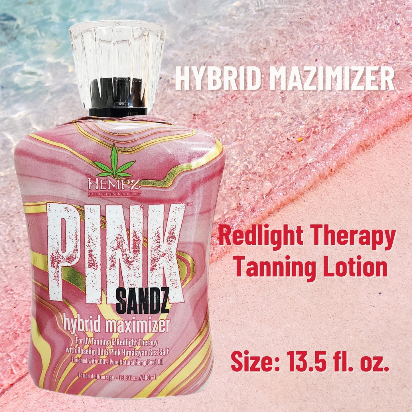 Hempz Pink Sandz Hybrid Maximizer for UV Tanning & Redlight Therapy 13.5oz