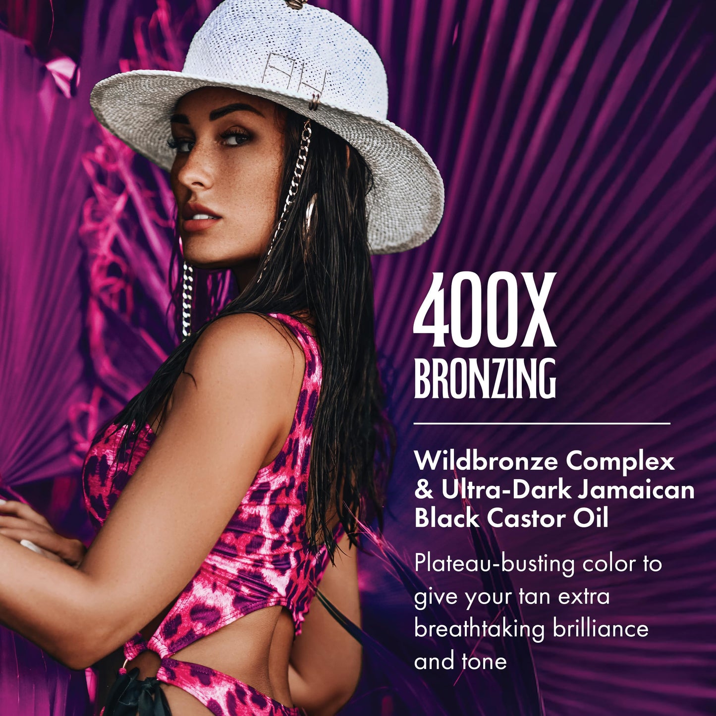Brown Sugar Double Dark Sexy Side Tanning Lotion, 400X Wildbronzer with Jamaican Black Castor Oil, Double Carrot Oil, Hyaluronic Acid & Peptides, 7.5