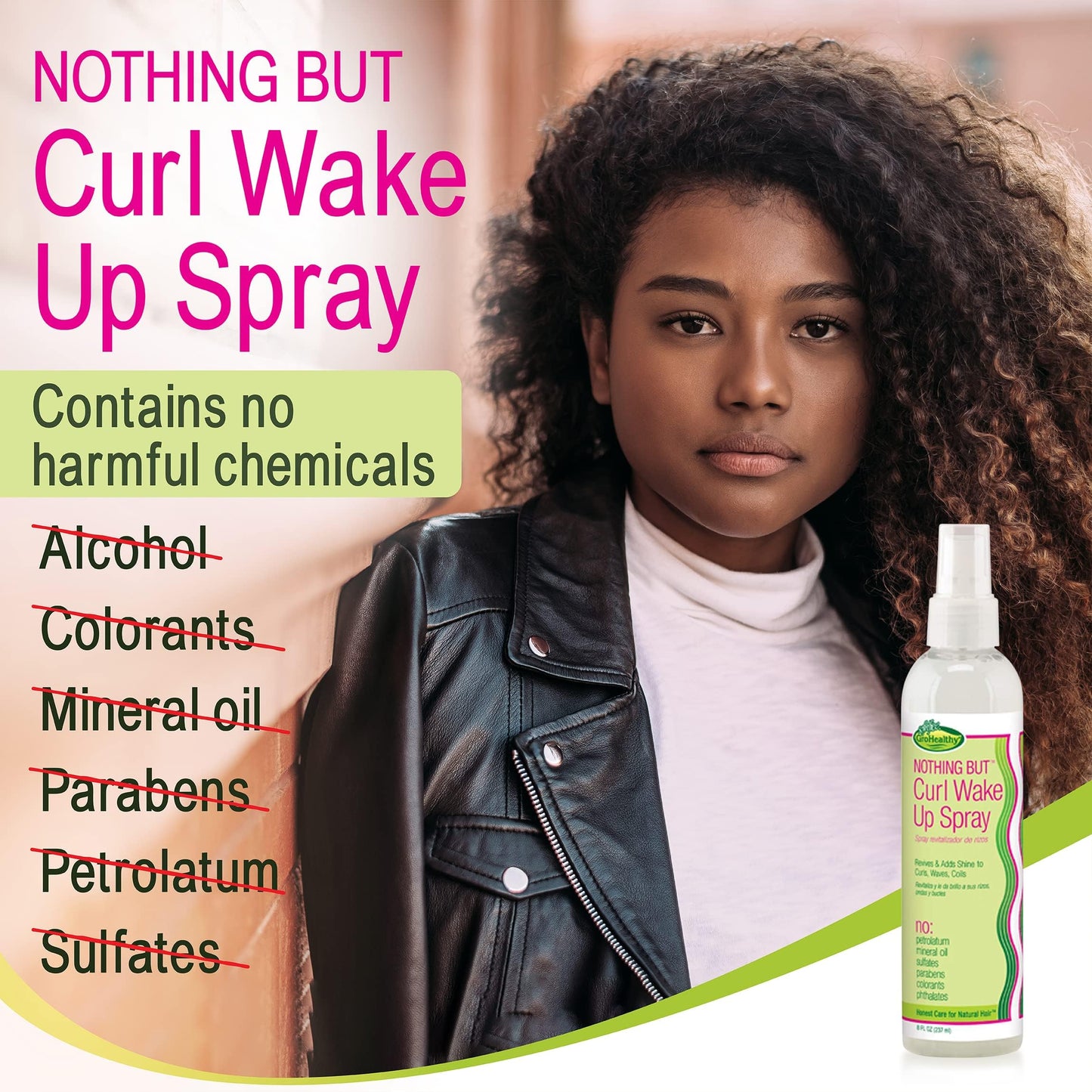 NOTHING BUT Curl Wake Up Spray | Sulfate-Free Curl Refresher & Detangler | Defines, Conditions & Adds Shine for Natural Curly Hair, 8oz (4 Pack)
