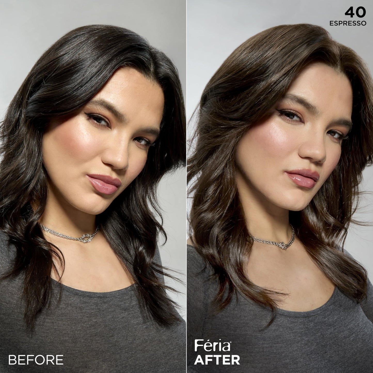 L'Oreal Paris Feria Multi-Faceted Shimmering Permanent Hair Color, 40 Espresso, Pack of 1 Hair Dye Kit
