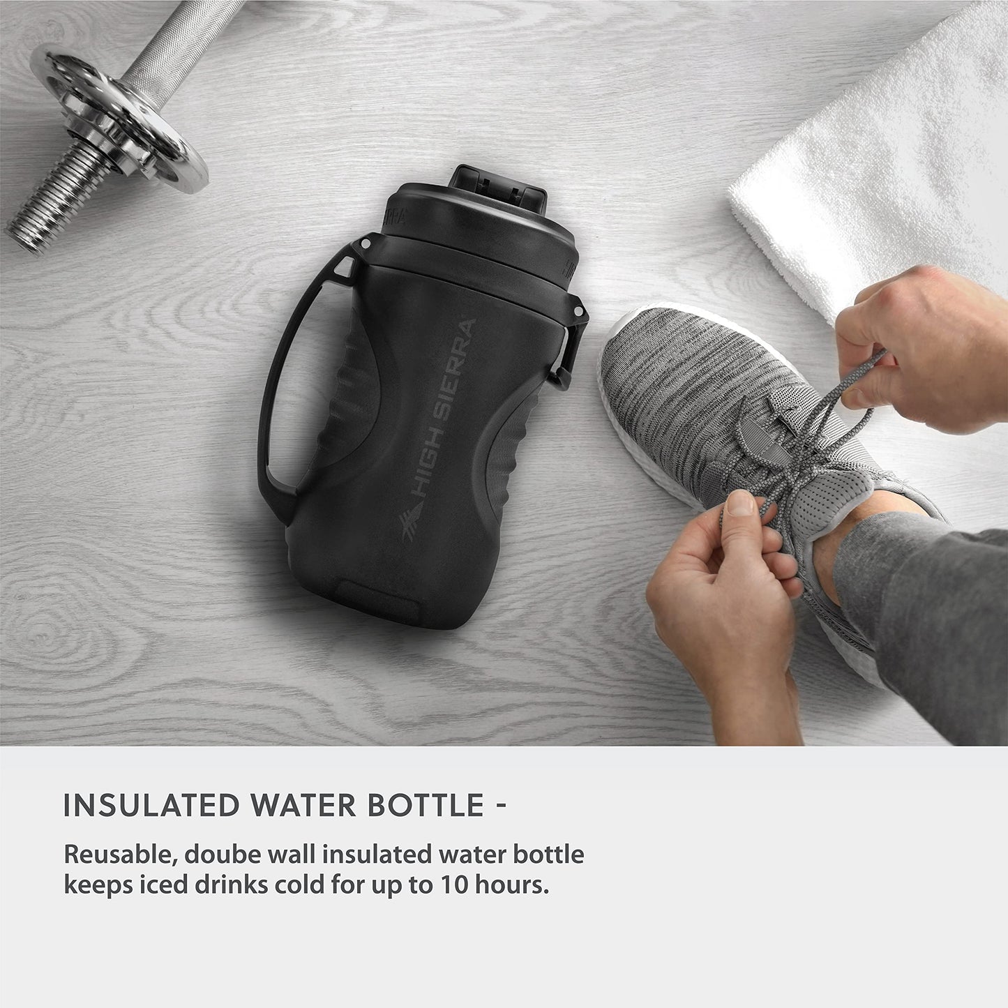 High Sierra 64 Ounce Insulated Water Bottle - Double Wall Stainless Steel Jug, Leakproof Flip-Top Lid, Large Metal Jug with Straw, BPA-Free, Half…