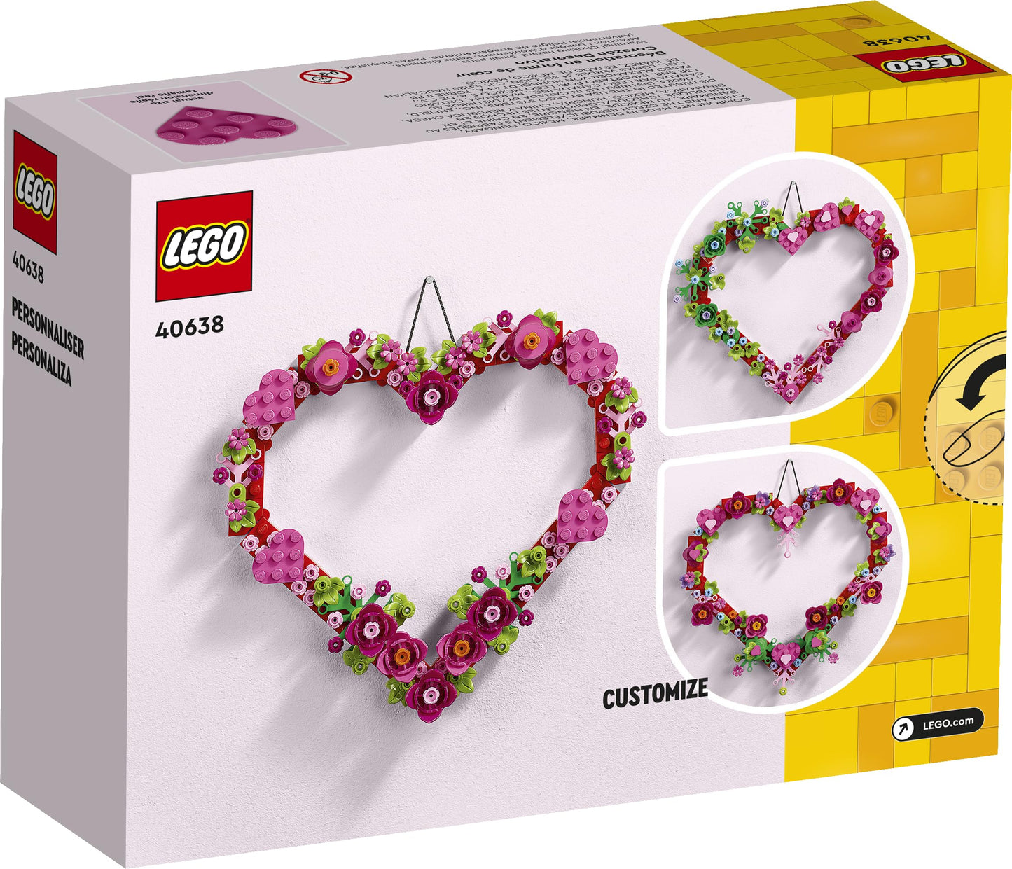 LEGO Heart Ornament Building Toy Set, Fun Arts & Crafts for Girls & Boys Ages 9+, Gift for Kids, Home Decoration Wall Display, 40638