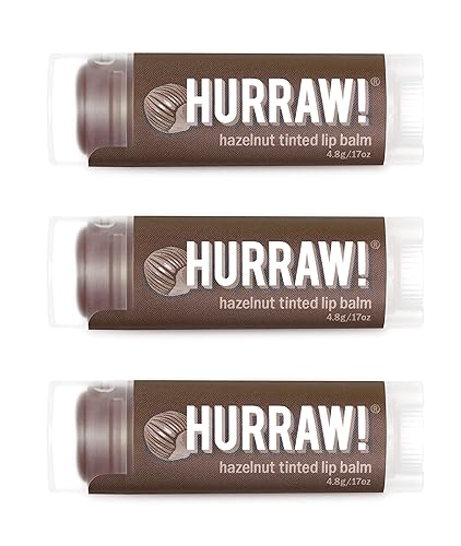 Hurraw! Hazelnut Tinted Lip Balm, 3 Pack: (Sheer Brown Tint) Organic, Certified Vegan, Cruelty and Gluten Free. Non-GMO, 100% Natural Ingredients.