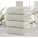 Chic Home Luxurious 4-Piece 100% Pure Turkish Cotton Bath Towels, 30" x 54", Ultra-Soft, Highly Absorbent, Dobby Border Design, Hypoallergenic…
