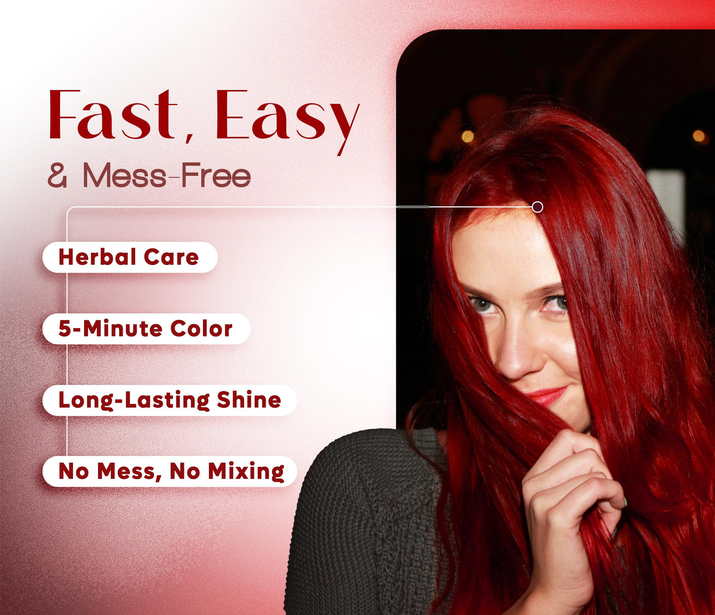 BLEST PROFESSIONAL HAIR CARE Hair Dye 2-in-1 Shampoo Color for Quick Gray Coverage - Semi Permanent Hair Color for Men and Women - 500ml (Red)