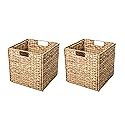 Foldable Hyacinth Storage Basket with Iron Wire Frame By Trademark Innovations (Set of 2)