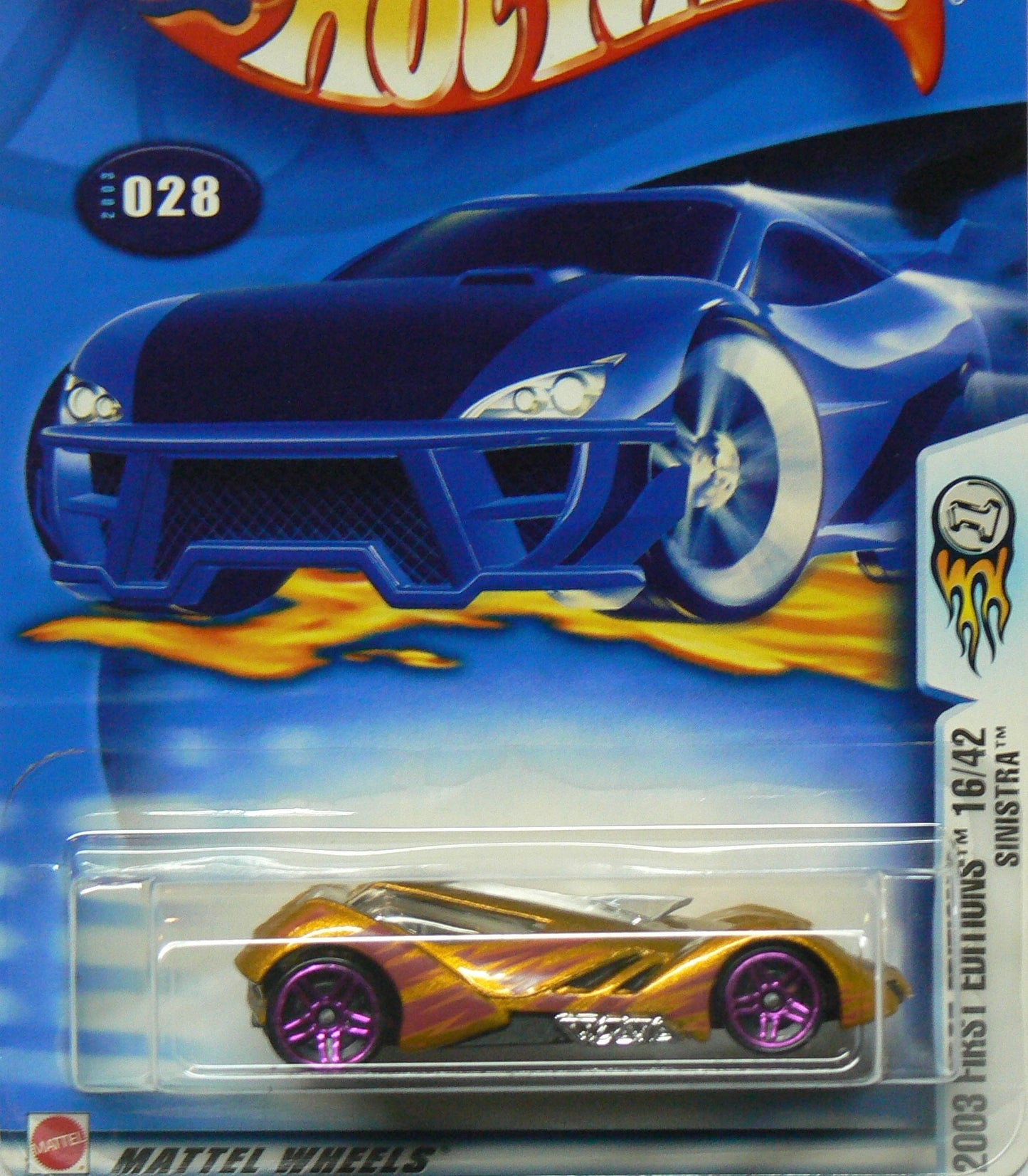 Hot Wheels Mattel 2003 First Editions 1:64 Scale Orange Sinistra Die Cast Car #028