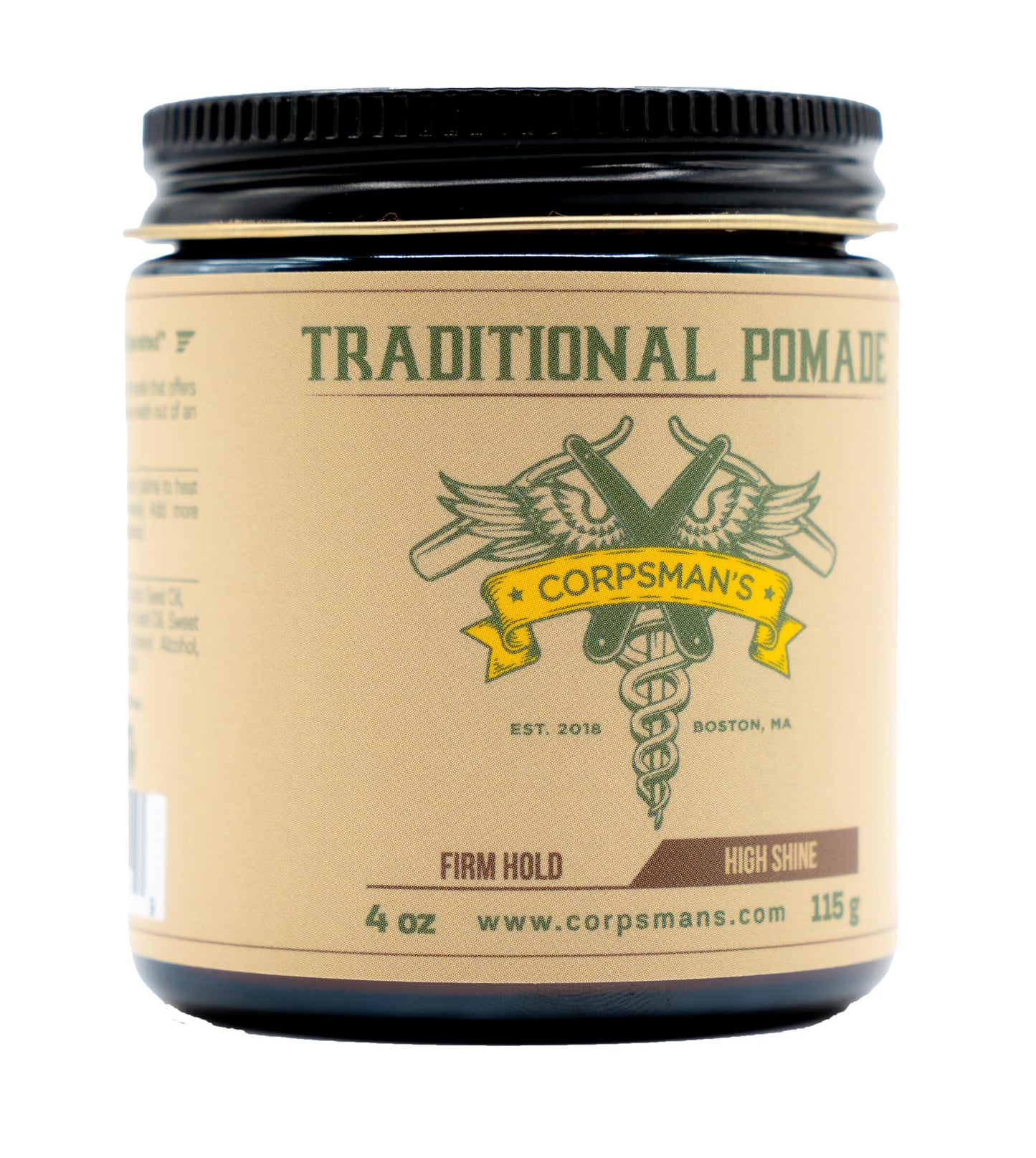 Corpsman's TRADITIONAL POMADE | Firm Hold | High Shine | 4 ounce glass jar
