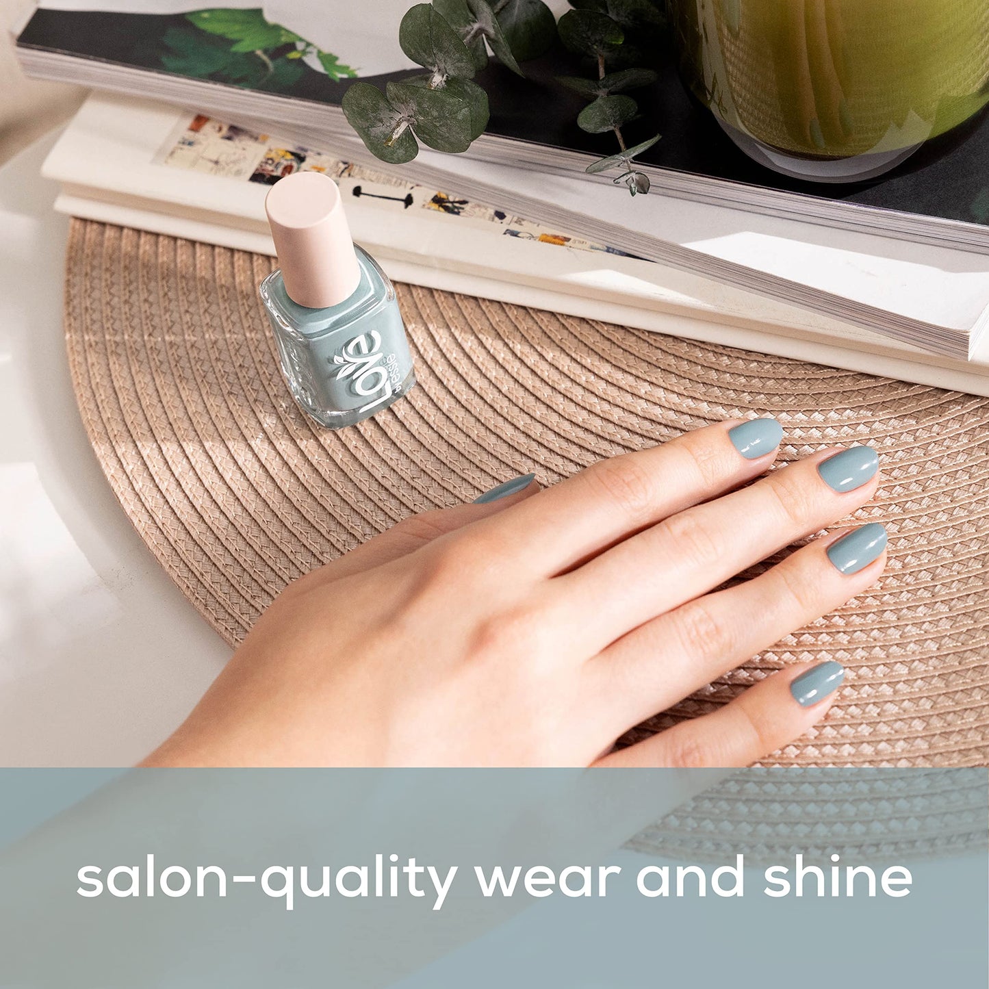 LOVE by essie Nail Care, 85% Plant-based, Salon-Quality, Base and Top Coat, 0.46 Fl Oz