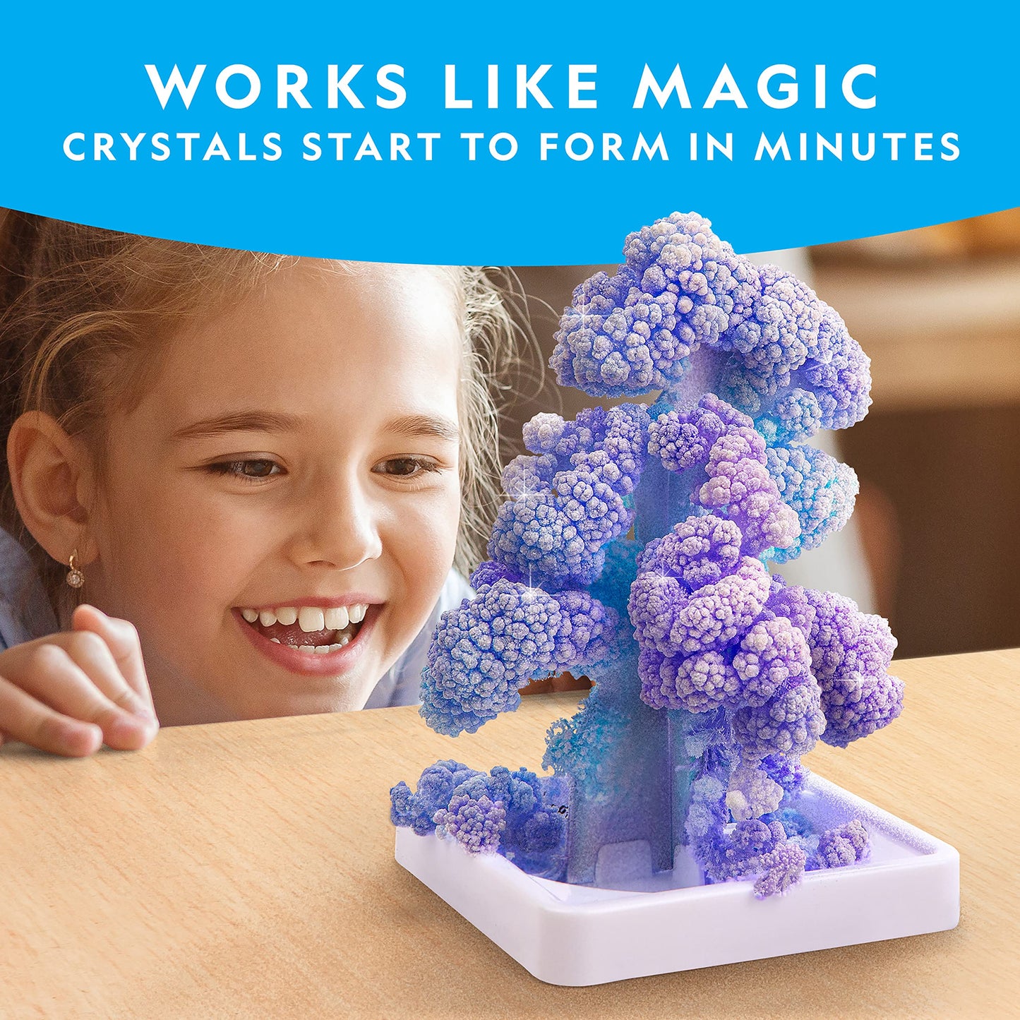 National Geographic Crystal Growing Craft Kit – Grow 6 Crystal Trees in 6 Hours, Educational STEM Arts & Crafts Kit with Geode & Art Supplies for Kids