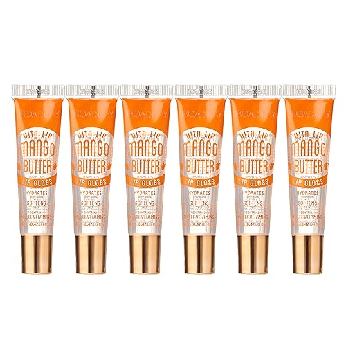 Ruby Kisses Broadway Vita-Lip Clear Lip Gloss (Mango Butter 6 Pack), Ultra-Hydrating & Soothing Formula with Multi-Vitamin Oils, High-Shine Non-Sticky
