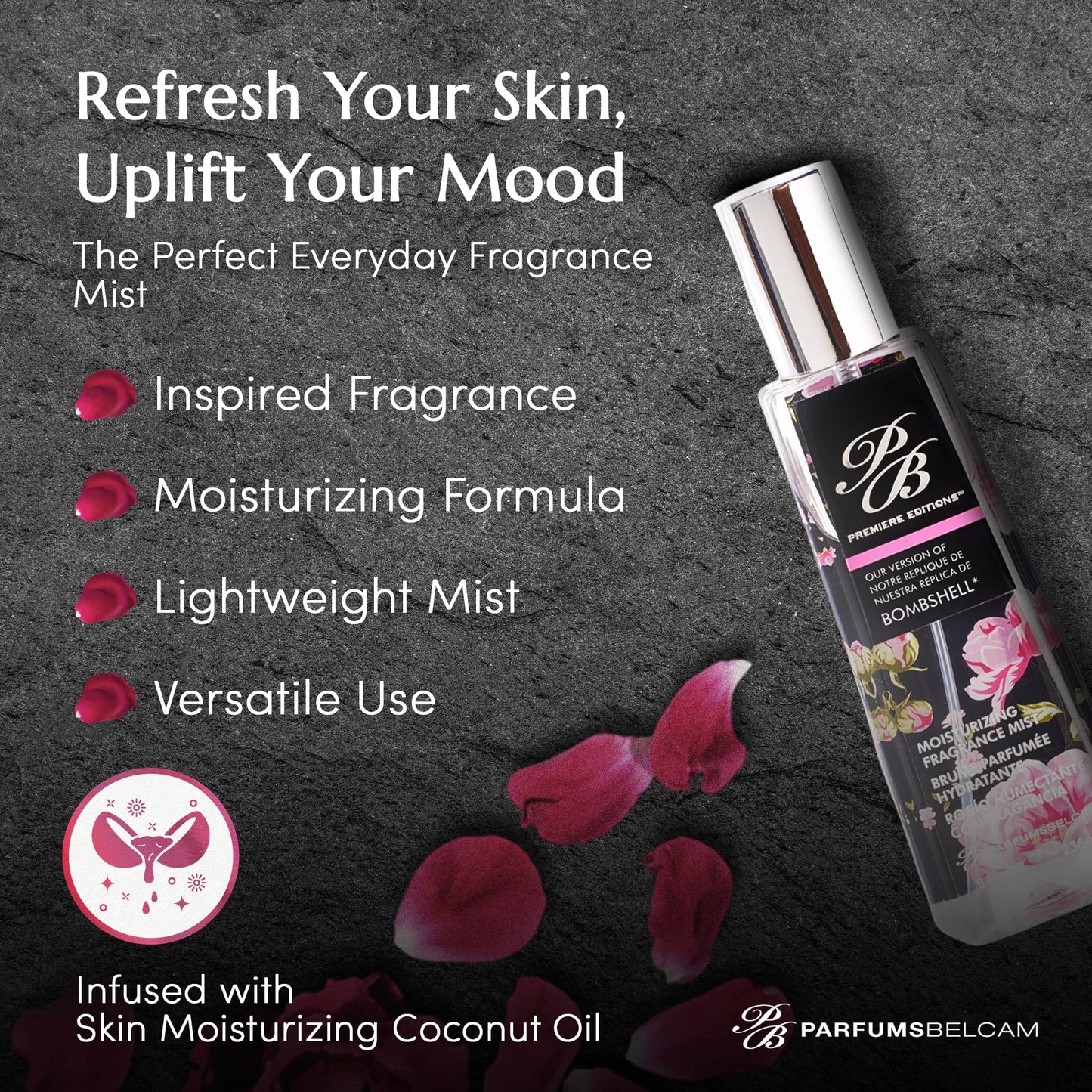 PB ParfumsBelcam Premiere Editions Moisturizing Fragrance Mist for Women - Fruity Floral Scent with Red Berries, Peony & Soft Florals - Hydrating Body