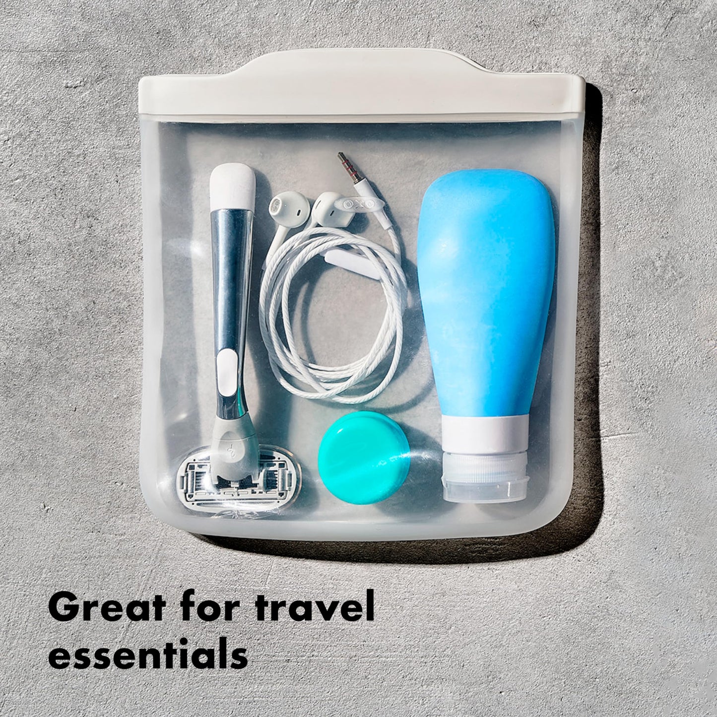 OXO Good Grips Silicone Reusable Bags - 4 Piece Starter Set - Oat/Lagoon