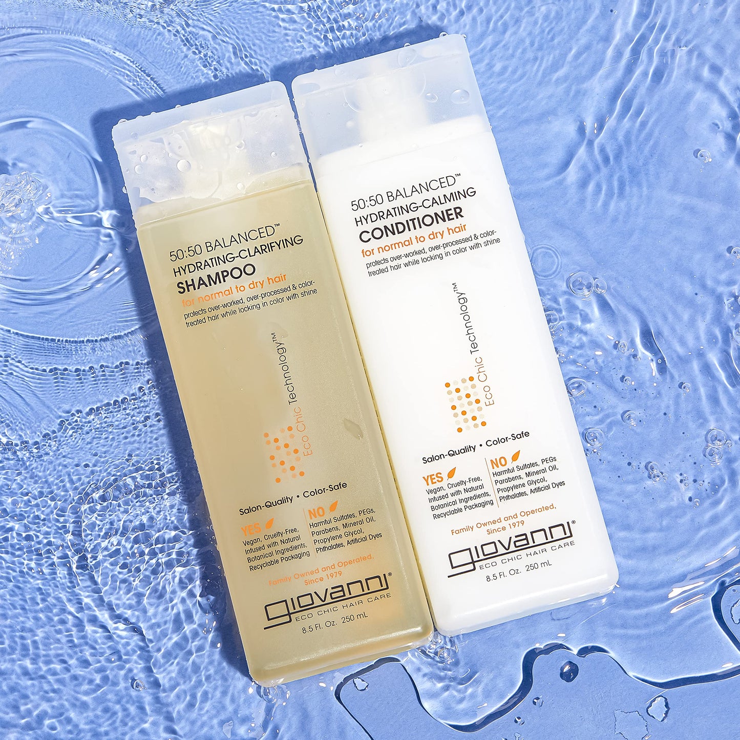 Giovanni 50:50 Balanced Shampoo and Conditioner Set - Clarifying Shampoo for Women & Men, Cleansing for Damaged, Frizzy Hair, Moisturizing Conditioner