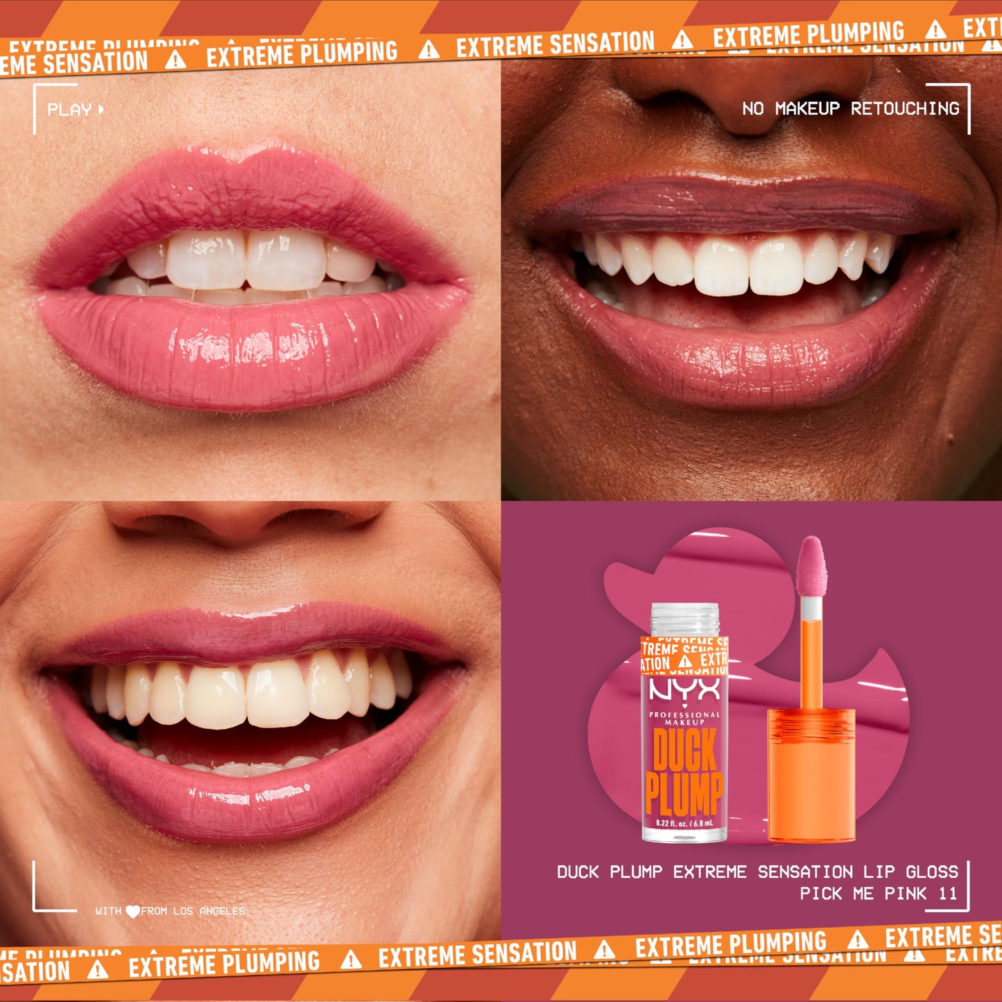 NYX PROFESSIONAL MAKEUP Duck Plump High Pigment Plumping Lip Gloss with Spicy Ginger, Vegan Lip Makeup - Pick Me Pink (Soft Rose Pink)