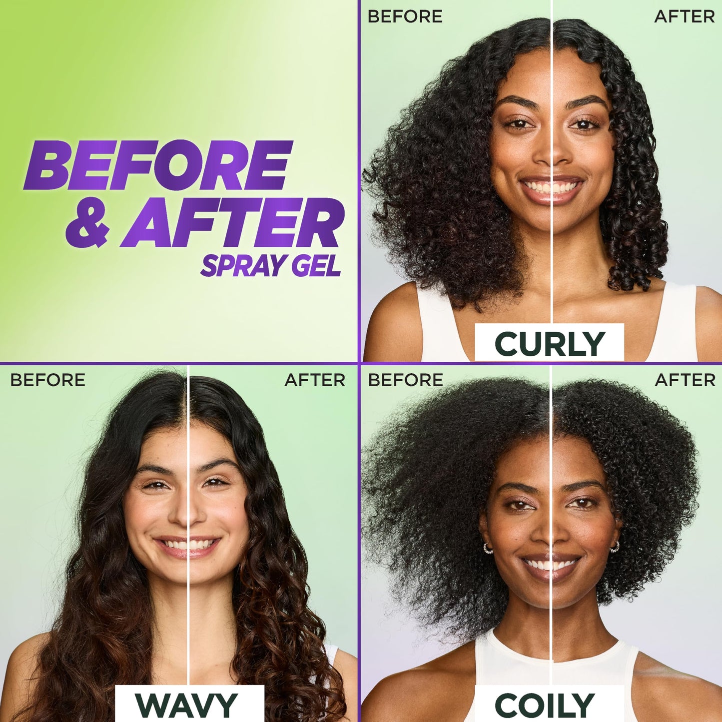 Garnier Fructis Style Curl Shape Defining Spray Gel for No Frizz, 8.5 Fl Oz, 3 Count (Packaging May Vary)