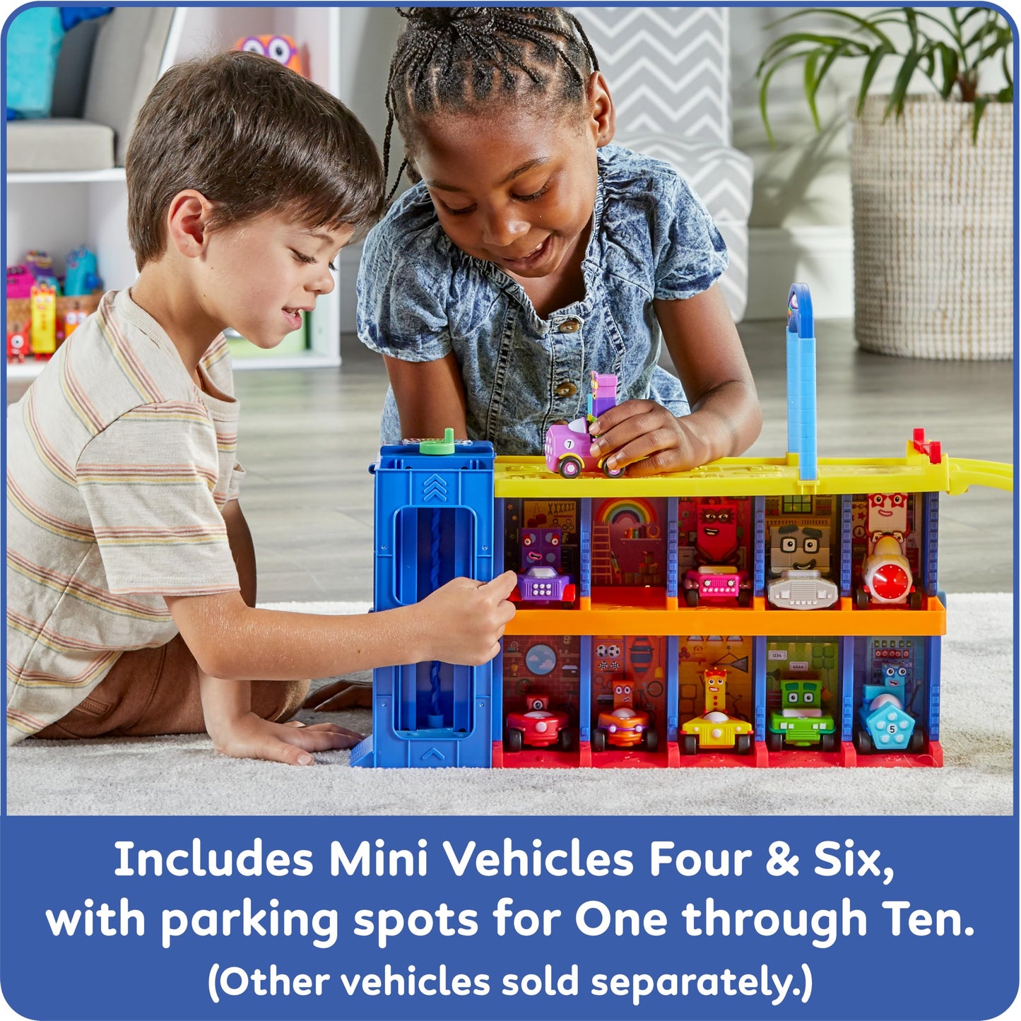 hand2mind Counting Car Garage Playset – Race Car Track, Parking Garage, Preschool Math Learning Toys, Pretend Play Vehicle Set & Birthday Gift for Kids