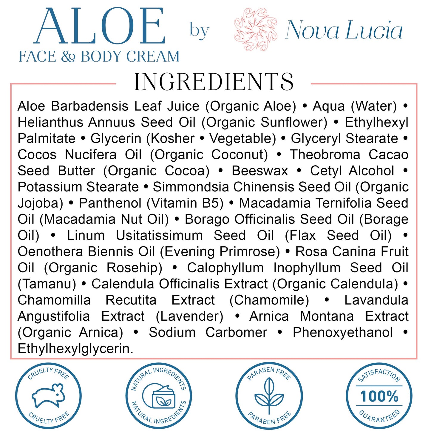 Aloe Vera Cream for Skin - Soothing Moisturizer for Dry, Itchy, or Sensitive Skin, Sunburn Relief, Hydrating Face & Body Cream, Non-Greasy