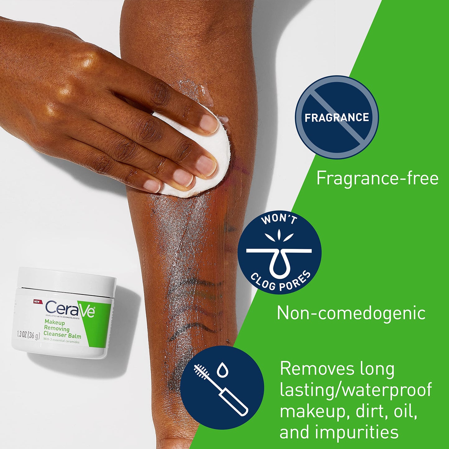 CeraVe Cleansing Balm Makeup Remover 1.3 oz – Waterproof Makeup Remover with Ceramides & Jojoba Oil | Hydrating, Non-Comedogenic, Fragrance-Free