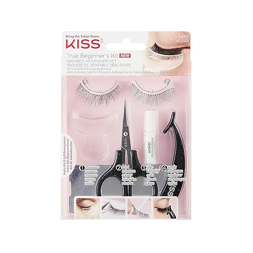 KISS Lash 11 False Eyelashes, 'Effortless', 12 mm, Includes 1 Pair Of Eyelash, Measuring Tool, Scissors, Lash Adhesive, Applicator, Mirror, Contact