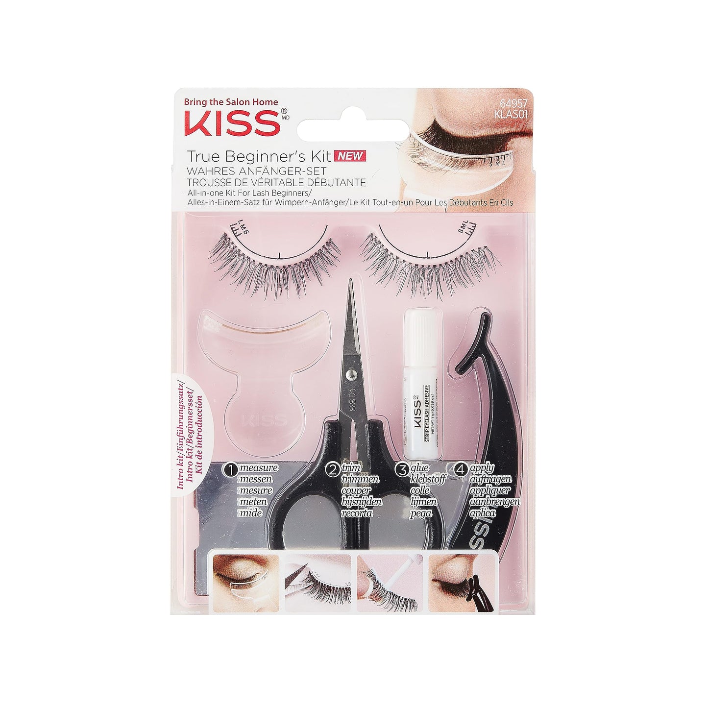 KISS Lash 11 False Eyelashes, 'Effortless', 12 mm, Includes 1 Pair Of Eyelash, Measuring Tool, Scissors, Lash Adhesive, Applicator, Mirror, Contact