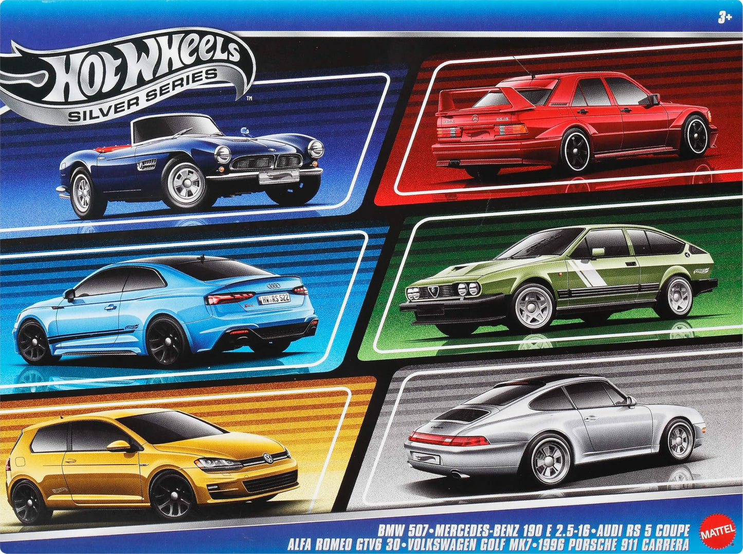 Hot Wheels 1:64 Scale Die-Cast Toy Cars, Set of 6 European Vehicles with Elevated Deco (Styles May Vary)