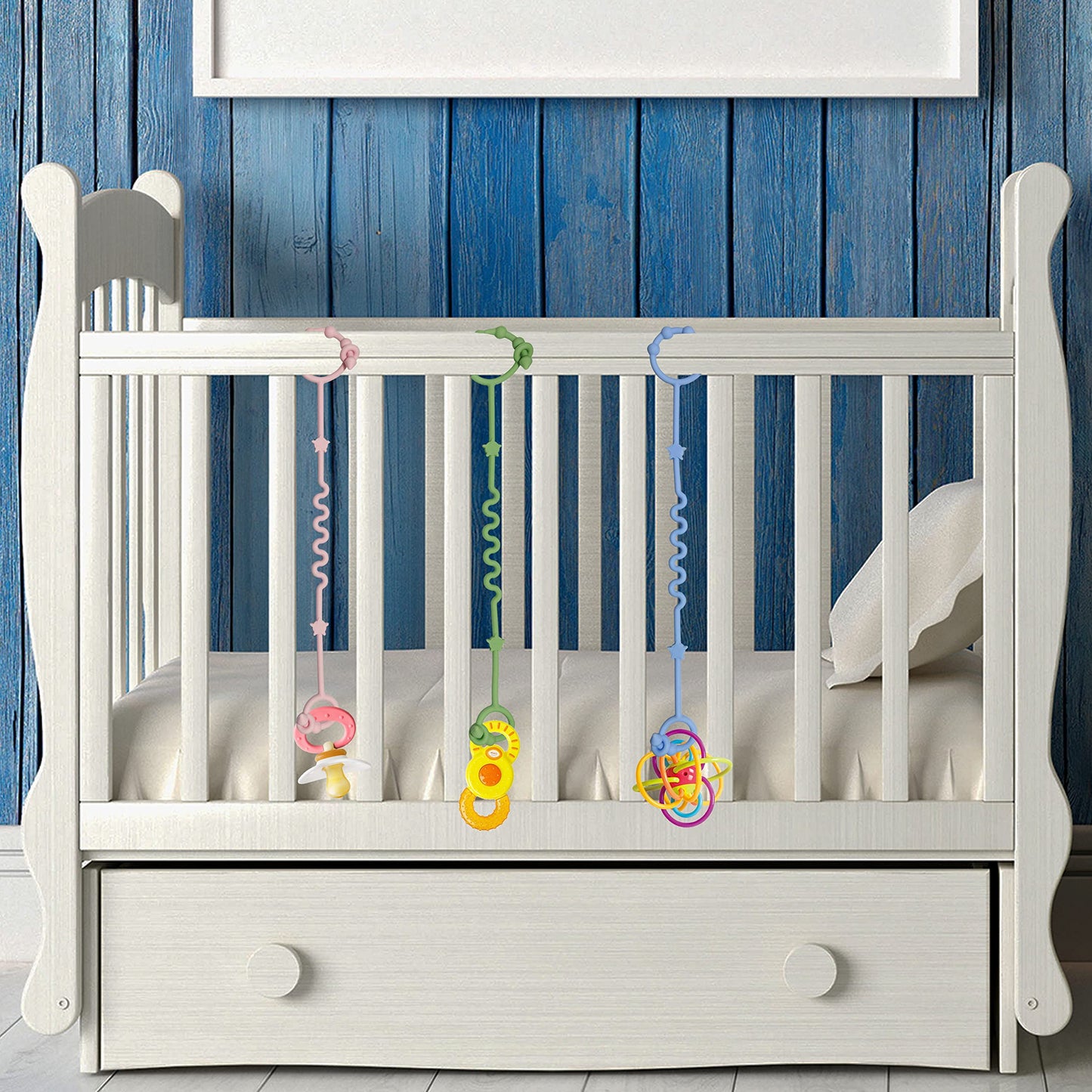 RTMOK Silicone Baby Toy Straps & Pacifier Clips for Car Seat, Stroller, High Chair, Crib, Teether & Rocking Chair Accessories