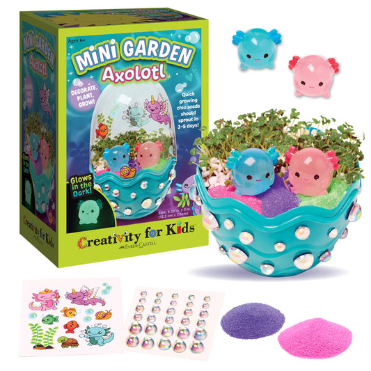 Creativity for Kids Mini Garden: Axolotl Terrarium – STEM Science & DIY Arts & Crafts Kit for Kids, Fun Gift & Stocking Stuffer for Ages 6+