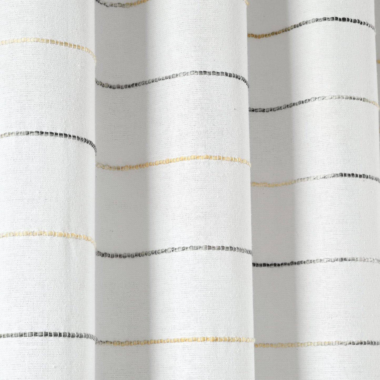 Lush Decor Ombre Stripe Yarn Dyed Cotton Shower Curtain, 72" W x 72" L, Yellow & Gray - Fabric Shower Curtains - Striped Bathroom Curtain - Farmhouse…