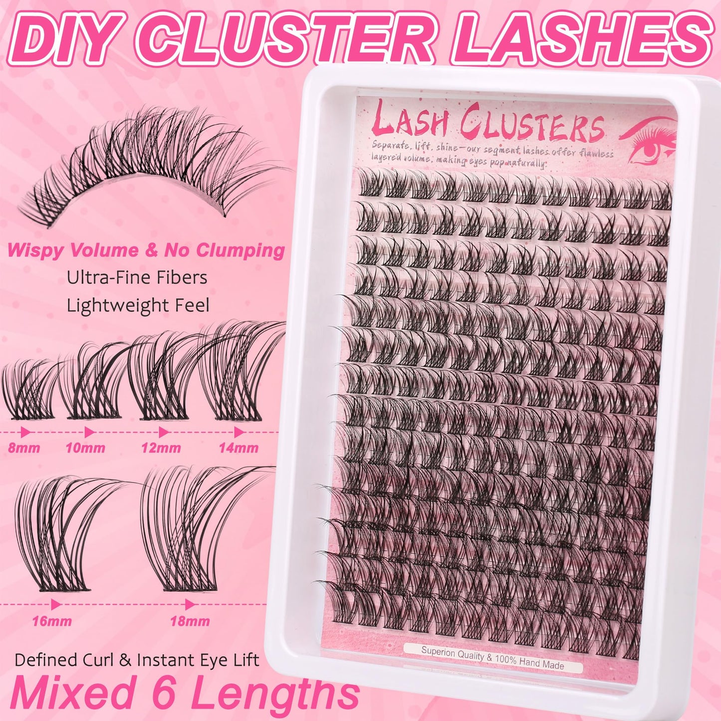 Breeze Lash Clusters Wispy Natural Eyelash Clusters Eyelash Extensions C Curl Individual Lashes 6 Mix Length Natural Look Lashes with Thin Lash Band Beauty and Personal Care Himirell