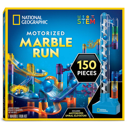 National Geographic Magnetic Marble Run 75pcs – STEM Building Set with Tracks, Trick Pieces & Marbles for Kids & Adults Marble Maze